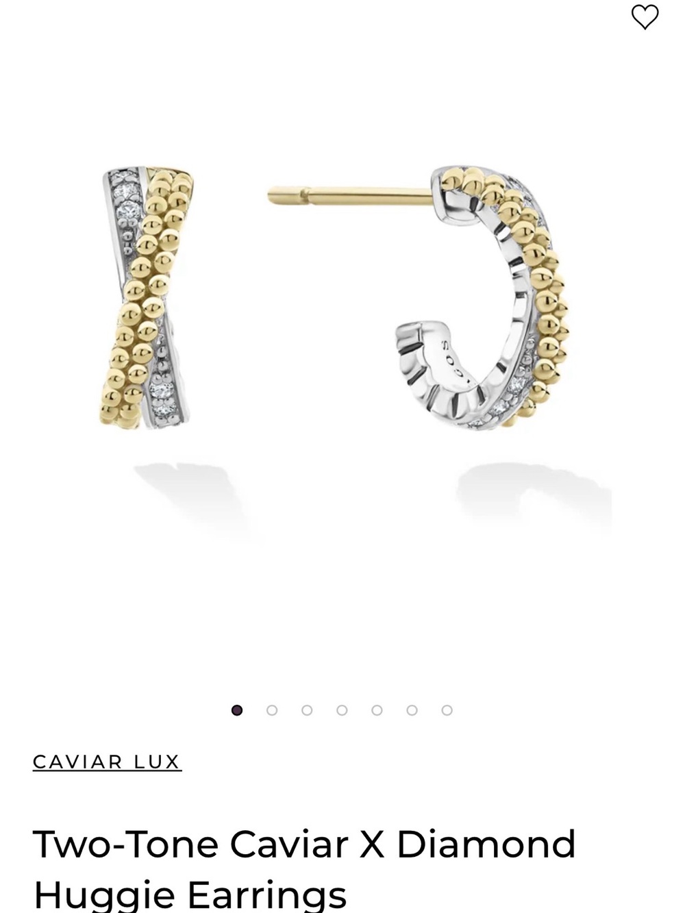 LAGOS Two-Tone Gold and Silver Caviar X Diamond Huggie Earrings